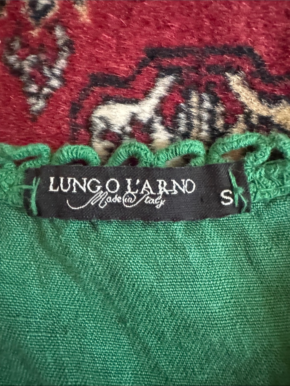 Lungo L'arno 100% Linen Tank Top Women’s Small Sleeveless Lace Trim Green Italy - Picture 6 of 8